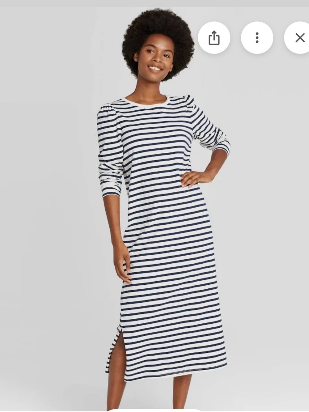 Universal Thread Black & White Striped Long-Sleeve Midi Dress